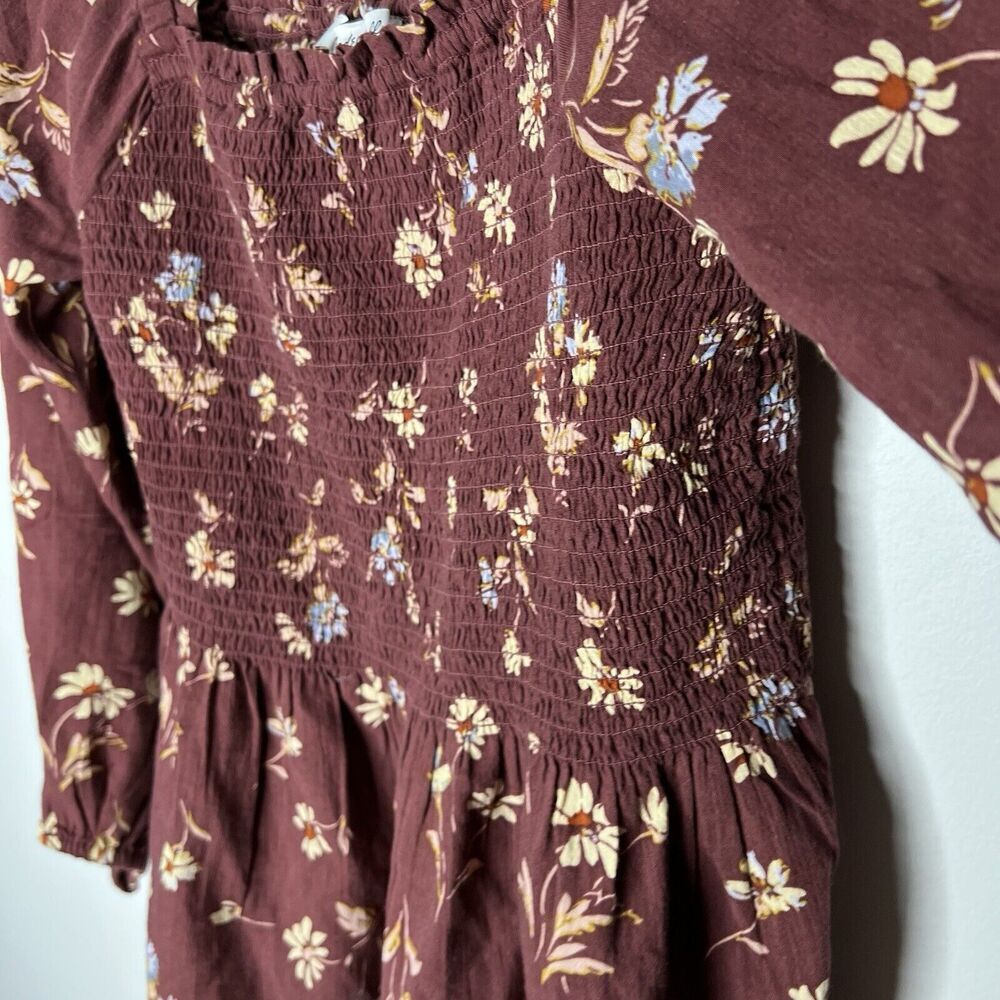 Madwell Top Womens Size 0 Smocked Floral Boho‎ Festival Crop Shirt - Picture 6 of 13